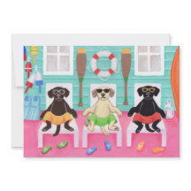 Beach House Labrador Boys Bassäng Party Inbjudan