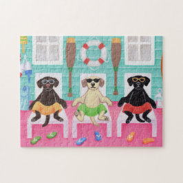 Beach House Labrador Boys Painting Pussel