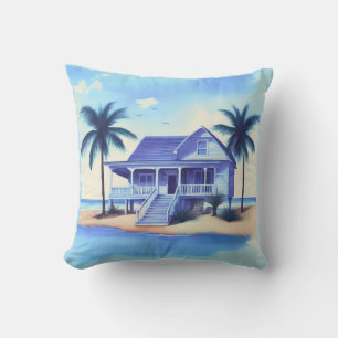 Beach House med Handflatan Träd Kudde