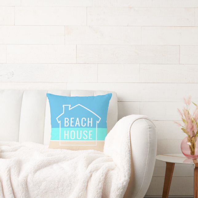 Beach House Modern Tropical Ocean Sand Stripe Kudde (Soffa)