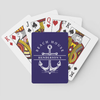 Beach House Nautical Anchor Blue Casinokort