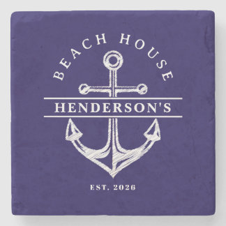 Beach House Nautical Anchor Blue navy Vacation Stenunderlägg