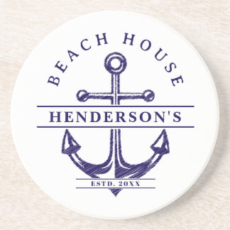 Beach House Nautical Anchor Blue Underlägg