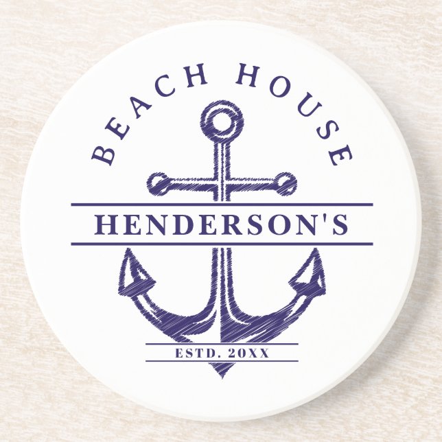 Beach House Nautical Anchor Blue Underlägg (Framsidan)