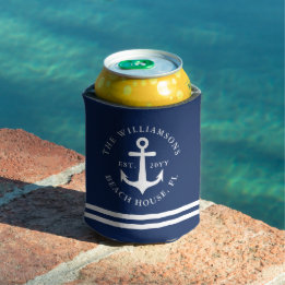 Beach House Nautical Anchor Navy Blue Monogrammed