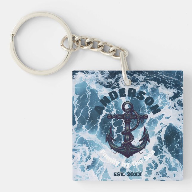 Beach House Nautical Anchor Ocean Wave Personalize (Framsidan)