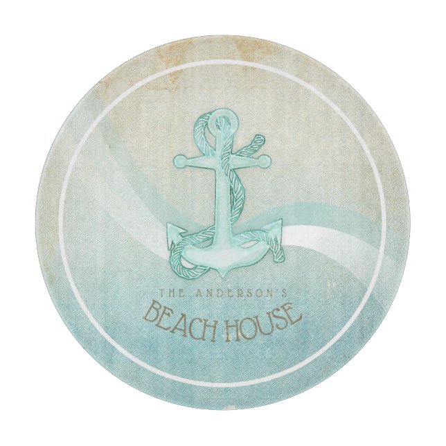 Beach House Nautical Anchor och Rope Aqua ID623 (Framsidan)