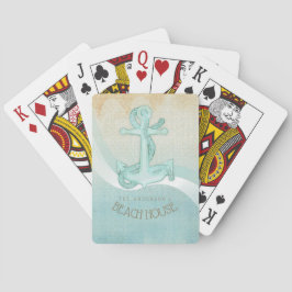 Beach House Nautical Anchor och Rope Aqua ID623 Casinokort