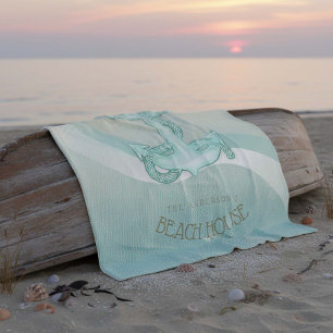 Beach House Nautical Anchor och Rope Aqua ID623 Fleecefilt