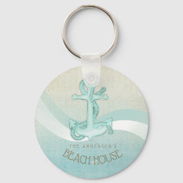 Beach House Nautical Anchor och Rope Aqua ID623 Nyckelring