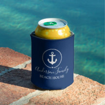 Beach House Nautical Anchor Rope Star Navy Blue