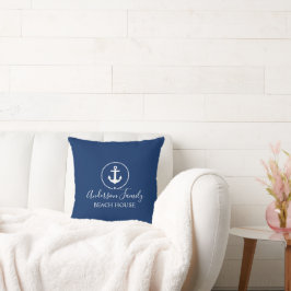 Beach House Nautical Anchor Rope Star Navy Blue Kudde