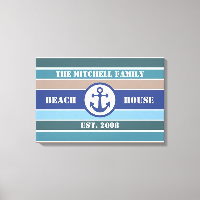 Beach House Nautical anpassningsbar canvas (Framsida)
