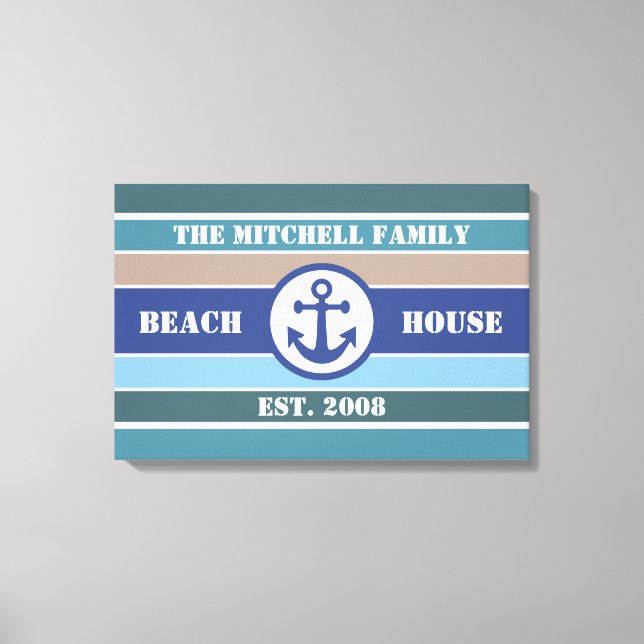 Beach House Nautical anpassningsbar canvas (Framsida)