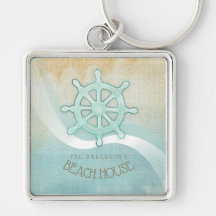 Beach House Nautical Boat Helm Aqua Blå ID623