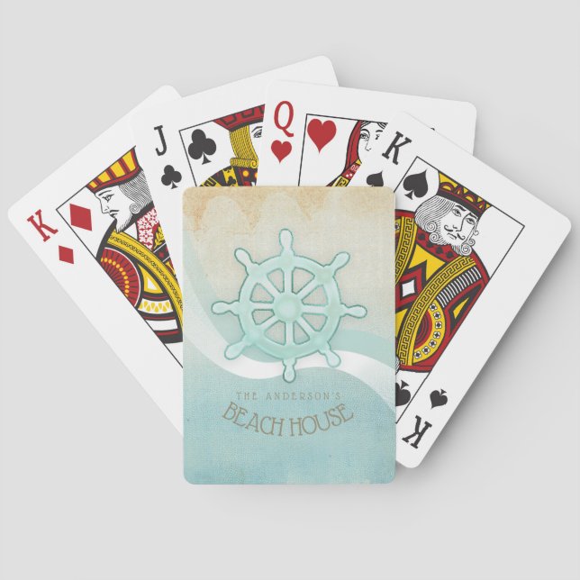 Beach House Nautical Boat Helm Aqua Blue ID623 Casinokort (Baksidan)