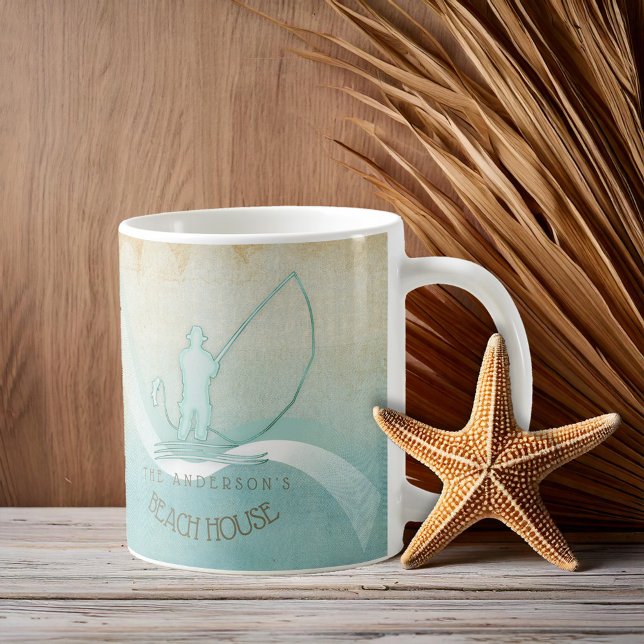 Beach House Nautical Fisherman Aqua Blue ID623 Kaffemugg (Skapare uppladdad)