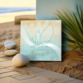 Beach House Nautical Fisherman Aqua Blue ID623 Kakelplatta