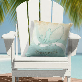 Beach House Nautical Fisherman Aqua Blue ID623 Kudde