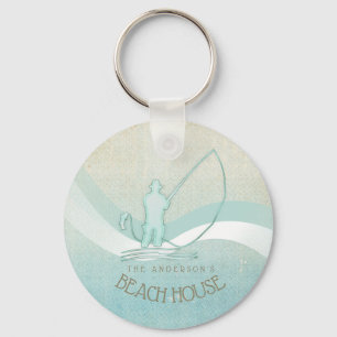 Beach House Nautical Fisherman Aqua Blue ID623 Nyckelring