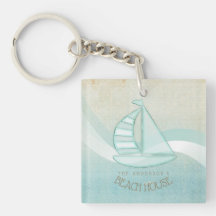 Beach House Nautical Sailboat Aqua Blue ID623