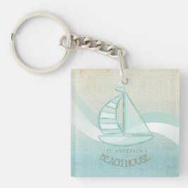 Beach House Nautical Sailboat Aqua Blue ID623