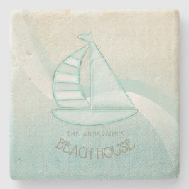 Beach House Nautical Sailboat Aqua Blue ID623 Stenunderlägg