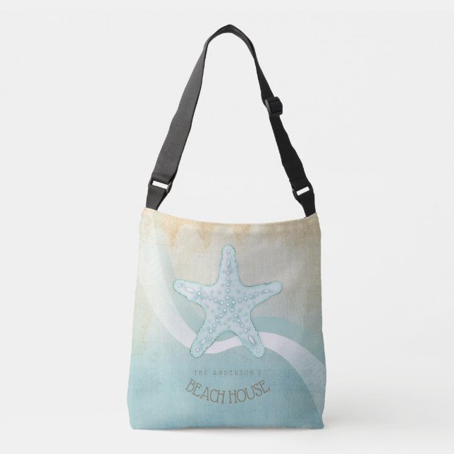 Beach House Nautical Starfish Aqua Blue ID623 Axelväska (Framsida)
