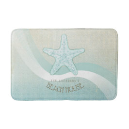 Beach House Nautical Starfish Aqua Blue ID623 Badrumsmatta