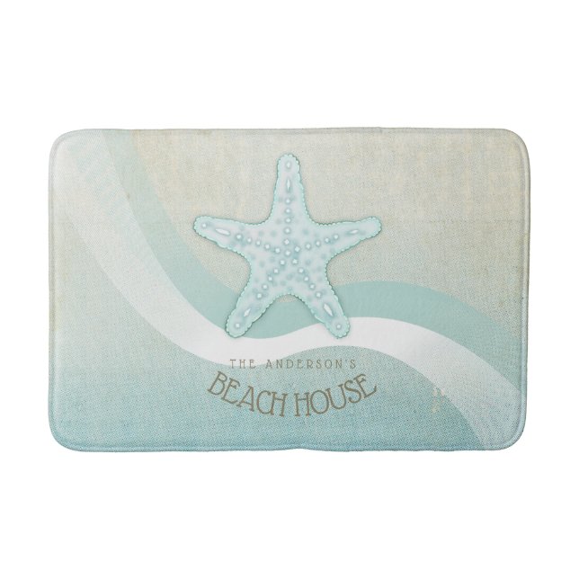 Beach House Nautical Starfish Aqua Blue ID623 Badrumsmatta (Framsidan)