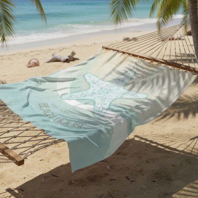 Beach House Nautical Starfish Aqua Blue ID623 Fleecefilt (Skapare uppladdad)