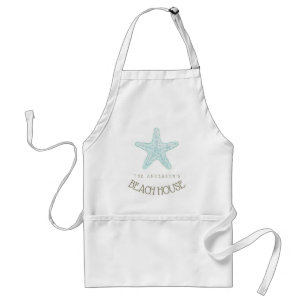 Beach House Nautical Starfish Aqua Blue ID623 Förkläde