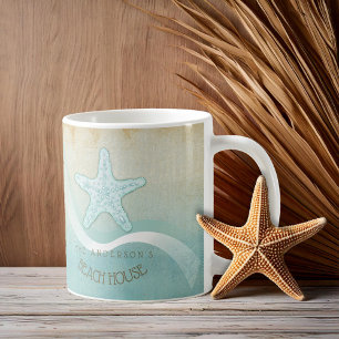 Beach House Nautical Starfish Aqua Blue ID623 Kaffemugg