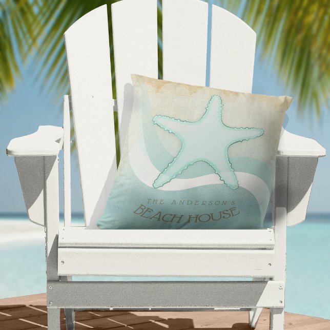 Beach House Nautical Starfish Aqua Blue ID623 Kudde (Skapare uppladdad)