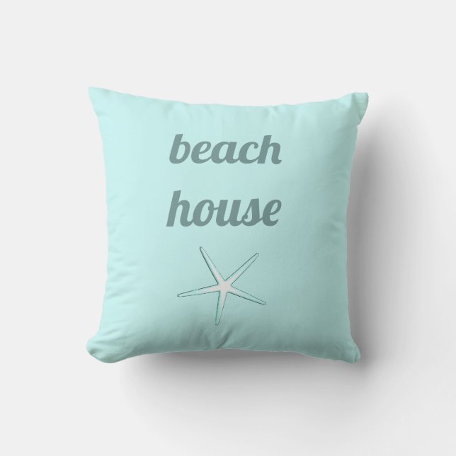 Beach House Nautical Teal Blue White Starfish Cool Kudde (Framsida)