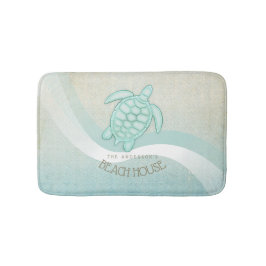 Beach House Nautical Turtle Aqua Blue ID623 Badrumsmatta