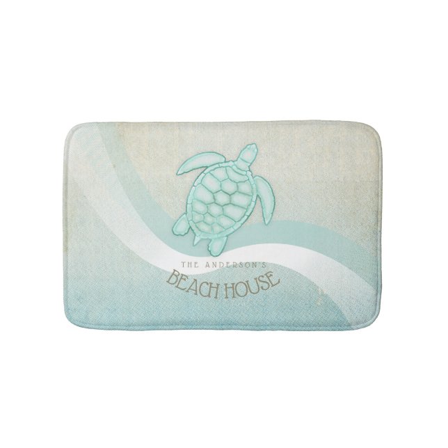 Beach House Nautical Turtle Aqua Blue ID623 Badrumsmatta (Framsidan)