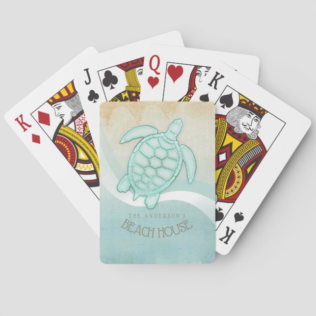 Beach House Nautical Turtle Aqua Blue ID623 Casinokort (Baksidan)