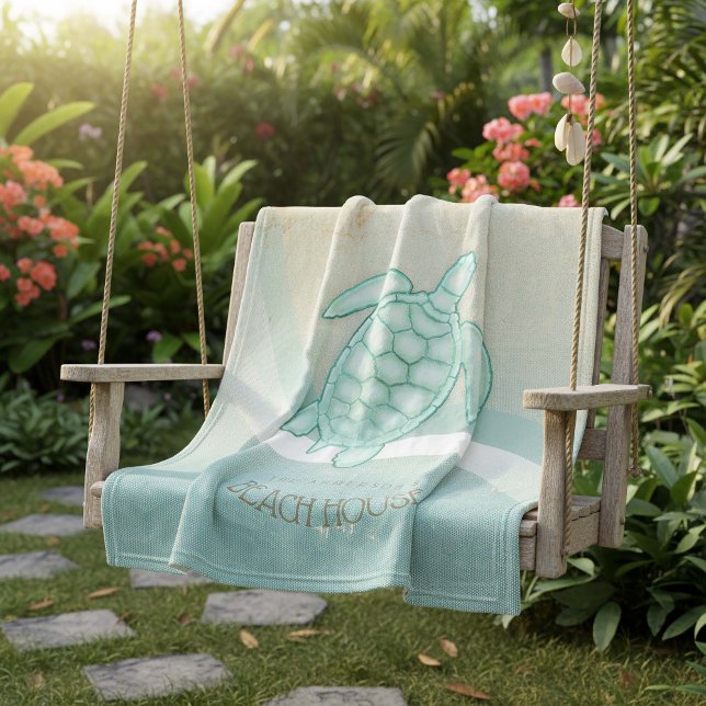 Beach House Nautical Turtle Aqua Blue ID623 Fleecefilt (Skapare uppladdad)