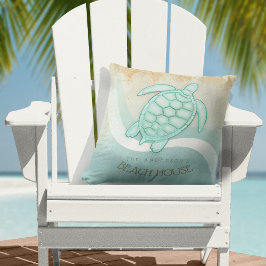 Beach House Nautical Turtle Aqua Blue ID623 Kudde