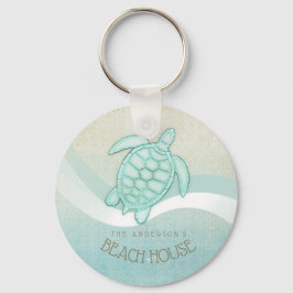 Beach House Nautical Turtle Aqua Blue ID623 Nyckelring