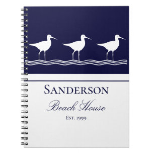 Beach house navy Blue Sandpipers Anteckningsbok