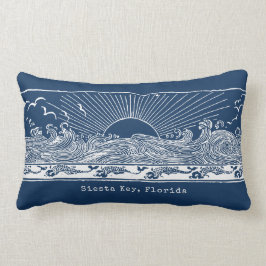 Beach House Navy Blue White Coastal Lumbarkudde