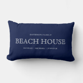 Beach House Navy Blue White Nautical Coastal Beach Lumbarkudde