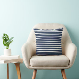 Beach House Navy Blue White Rand Kudde