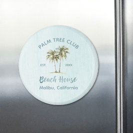 Beach House of Light Blue Wood Coconut Handflatan  Magnet