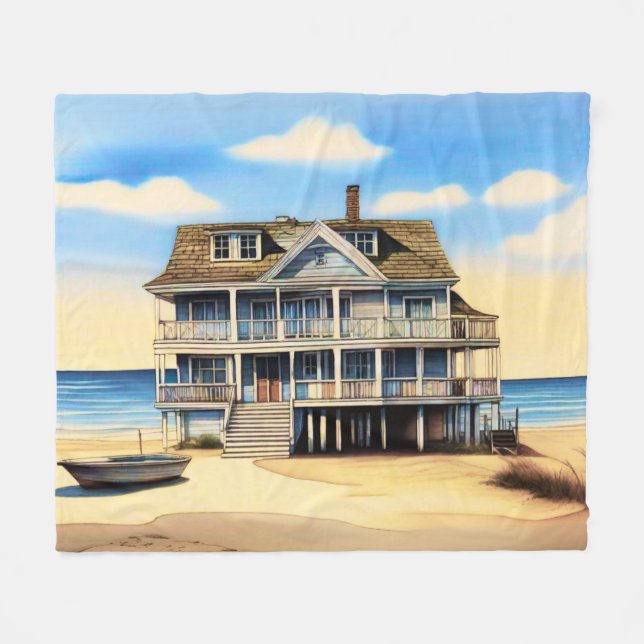 Beach House på Sand Fleecefilt (Framsidan (Horisontell))