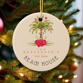 Beach House Palm tree Christmas decor Vacation Julgransprydnad Keramik