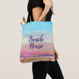 Beach House Pastel Sunset Tote Tygkasse