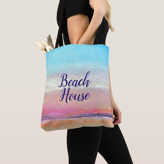 Beach House Pastel Sunset Tote Tygkasse (Närbild)